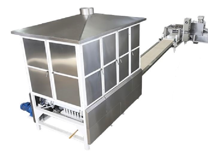 Tannour bread line feeding belt and oven